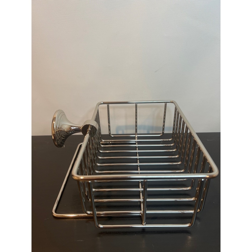Pottery Barn Mercer Shower Caddy Polished Nickel Wall Mount Wire Basket 9" - Picture 2 of 10
